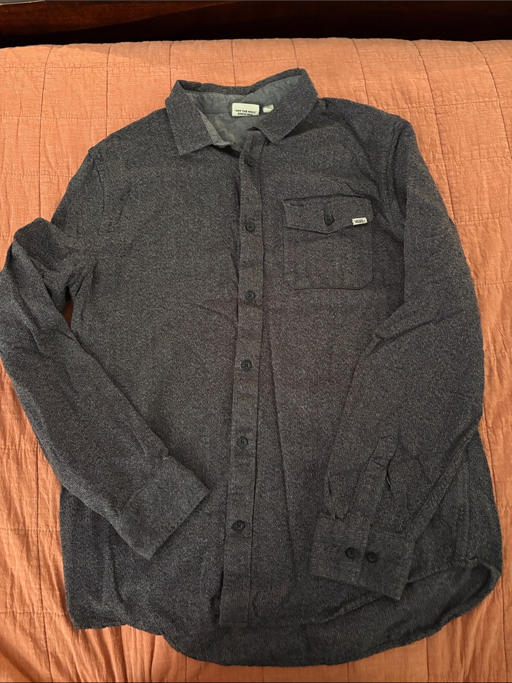 Vans Men's Dark Gray Heather Button-Up Shirt